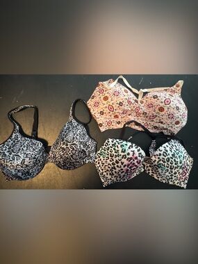 Victoria's Secret Mix-Print Bra Set - Black, White, Pink, Cream